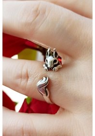 Resim Antik Gümüş Kaplama Sincap Şekilli El Yapımı Ayarlanabilir Yüzük - 503051446 Çok Renkli 