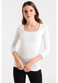 Resim Jument Kare Yaka Truvakar Kol Şık Body Bluz-sax Krem 