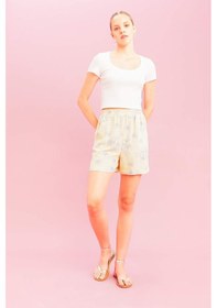 Resim Defacto Çiçekli Normal Bel Keten Karışımlı Şort D0317AX24SMYL487 Sarı 