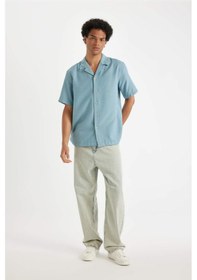 Resim DeFacto Regular Fit Yazlık Apaş Yaka Kısa Kollu Gömlek D8326AX24HSBE299 