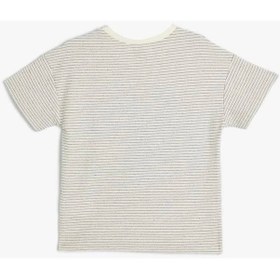 Resim Koton Erkek Çocuk T-shirt Ekru Çizgili 24yy59002936 Y5973 4skb10269tk Ekru 