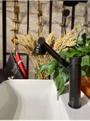 Resim İSAOĞLU YAPI Mat Siyah Robotic Lavabo Bataryası 360 Derece Hareketli Fonksiyonlu 