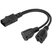 Resim Tenfowee Y Şekilli Bölücü Güç Kablosu - Iec320 C14 Erkekden Çift 5-15r Dişiye, 30cm, 10a, 125-250v, Pvc Kapak, Taşınabilir Cihazlar İçin Jd3307 