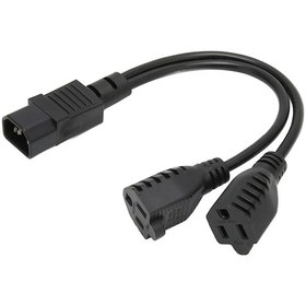 Resim Tenfowee Y Şekilli Bölücü Güç Kablosu - Iec320 C14 Erkekden Çift 5-15r Dişiye, 30cm, 10a, 125-250v, Pvc Kapak, Taşınabilir Cihazlar İçin Jd3307 