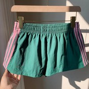 Resim 1'li Paket Kadın Günlük Uyku Şortu - Yan Çizgili Kontrast Renk Tasarım, Yeşil & Pembe Çizgiler, Nefes Alabilen Esnemez Kumaş İlkbahar/Yaz Rahat Giyim ve Pijama, Renkli Pijamalar 