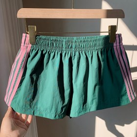 Resim 1'li Paket Kadın Günlük Uyku Şortu - Yan Çizgili Kontrast Renk Tasarım, Yeşil & Pembe Çizgiler, Nefes Alabilen Esnemez Kumaş İlkbahar/Yaz Rahat Giyim ve Pijama, Renkli Pijamalar 