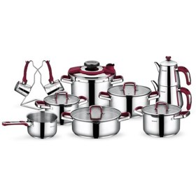 Resim Schafer 18 Parça Compakt Çelik Çeyiz Takımı Bordo 
