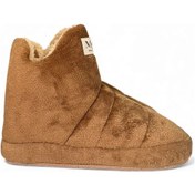 Resim Wordex Eb080 Kadın Peluş Kışlık Panduf Ev Botu Ev Ayakkabısı Taba 