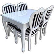 Resim Evimeaksesuar Lükens Açılır Ahşap Lake Masa + 4 Adet Kontra Ahşap Lake 