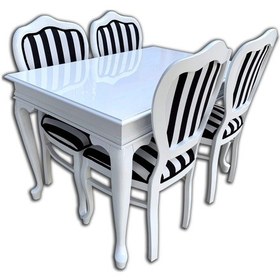 Resim Evimeaksesuar Lükens Açılır Ahşap Lake Masa + 4 Adet Kontra Ahşap Lake 