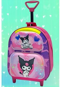 Resim Tezzgelsin 2-6 Yaş Anaokulu Kreş Sanrio Kuromi Model Çekçekli Tekerli 3d Baskılı Sırt Çantası Ve Okul Çantası Çok Renkli 