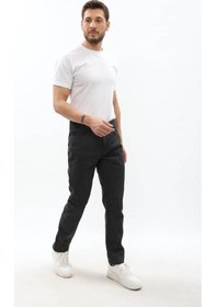 Resim Erkek Regular Fit Koyu Gri Jean Pantolon Gri 
