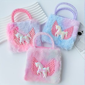 Resim "Zarflı, Simli Peluş Unicorn Çapraz Askılı Çanta - Hafif Pastel Pembe & El Çantası, Kalp Kesikli Sevimli Unicorn Tasarımı, Gençler İçin, Doğum Günü Partisi Tatili Günlük Kullanım - Kolay Temizlenebilir Polyester Çanta, Şirin Çantalar, Sevimli Çanta" 