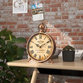 Resim 1 adet, Avrupa tarzı Vintage Eskitilmiş Altın Yaratıcı Metal Küçük Masa Saati Dekoratif Ürün, Masaüstü, Tezgah, Çalışma Masası, Öğrenci Masası, Vitrin Rafı ve Çeşitli Dekoratif Saat Türleri, Duvar Saatleri, Metal Duvar Saatleri ve Masa Saatleri için Uygundur. 