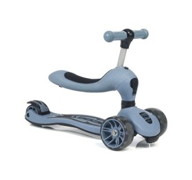 Resim Smart Oturaklı Çocuk Scooter 3 Tekerlekli Led Işıklı Scooter Yükseklik Ayarlı - Mavi Askeri Mavi 