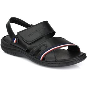 Resim U.S. Polo Assn. Davın Hakiki Gerçek Deri Siyah Anatomik Taban Erkek Terlik 001 