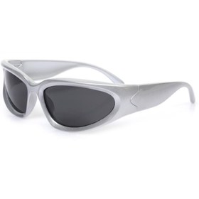 Resim TomyHelf Bisikletçi Gözlüğü Gri Çerçeve Mavi Aynalı Rüzgar Korumalı 