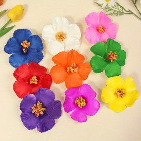 Resim 10cm EVA Yapay Yumurta Çiçeği - Canlı Kırmızı ve Mavi Petkullerle Hawaii Hibiskus Çiçeği, Dürüst Plastik Kurutulmuş Çiçek Düğün Buketi, Boutonniere Saç Aksesuarları, Tatlı Çiçekli Saç Klipsi, Hawaii Çiçek Saç Klipsi, Boutonniere Saç Parçası, Gerçekçi Çiçek Tasarımı, Doğal Görünüm Çiçekleri 