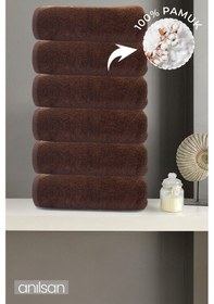 Resim 6'lı Kahverengi Banyo Havlusu - 70x140 Cm, 490 Gr, %100pamuk, Spa Ve Otel Havlusu, Günlük Kullanıma Kahve 
