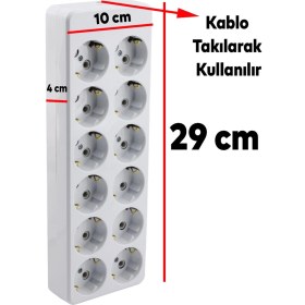 Resim Badem10 12'li Grup Priz Klemensli Fiş Priz Topraklı Çoklu Grup Priz Çoğaltıcı Onikili Kablosuz 