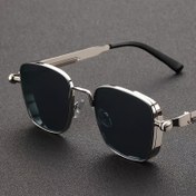 Resim 1 adet Steampunk ilhamlı kare moda gözlükleri, ilkbahar kolları, silvery ve altın renkli unisex retro metal çerçevesi, TAC lensler, dayanıklı PC malzemesi, temizlik bezini içerir - Noel, St. Patrick'S Günü, Mardi Gras için ideal, hediye hazırlık, Noel için en iyisi, pil olmadan 