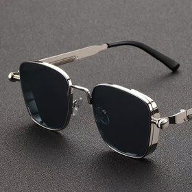 Resim 1 adet Steampunk ilhamlı kare moda gözlükleri, ilkbahar kolları, silvery ve altın renkli unisex retro metal çerçevesi, TAC lensler, dayanıklı PC malzemesi, temizlik bezini içerir - Noel, St. Patrick'S Günü, Mardi Gras için ideal, hediye hazırlık, Noel için en iyisi, pil olmadan 