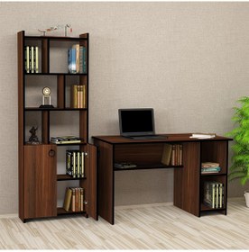 Resim Kalenderdekor1 Kalender Dekor Avel Mayra 120 Cm Çalışma Masası Takımı Avem05 Ceviz 