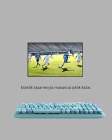 Resim Kablosuz Retro Klavye Ve Mouse Seti 104 Tuşlu Sevimli Tasarım Diğer 