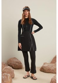 Resim Manuka Tesettür Biyeli Mayo Etek Siyah 