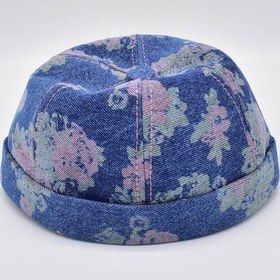Resim Külah Unisex Denim Docker Cap Sipersiz Kot Şapka - Mavi 