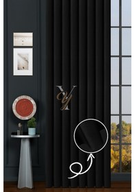Resim İpek Kadife Fon Perde V-32 Siyah Siyah 