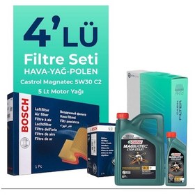 Resim Bosch Mercedes B160 Benzin Filtre Bakım Seti Castrol Motor Yağlı (2010-2012) 4 Lü 