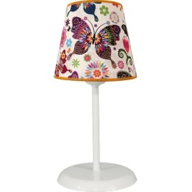 Resim Şenay Aydınlatma Çocuk Odası Masa Lambası Kumaş AbajurKelebek 