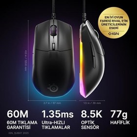 Resim SteelSeries Rival 3 Gen 2 RGB Gaming Mouse - Siyah 
