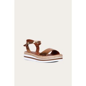 Resim Bueno Shoes Bronz Deri Kadın Düz Sandalet 
