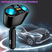 Resim Çift USB + tip-C dijital ekranlı araç şarj cihazı, çok fonksiyonlu adaptör 