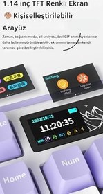 Resim Ajazz AK980 Kablosuz Hot-Swap TFT Ekranlı Mekanik Oyun Klavyesi 8.000 Mah Batarya Pembe - Gift Switch 