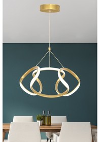 Resim Ransom Aydınlatma Dron Sarkıt Gold Renk Led Avize Beyaz Işık Modern Ledli Avize Gold 