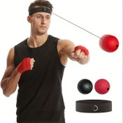 Resim 1 Set Ayarlanabilir Başa Takılan Boks Refleks Topu - Hız ve Çeviklik Antrenman Ekipmanı, Fitness ve Rahatlama için Dokulu Tutuş Topu, Kırmızı/Sarı/Siyah Renklerde Mevcut, Hız Antrenman Topu|Elde Tutulan Tasarım|Pu Malzeme Top 