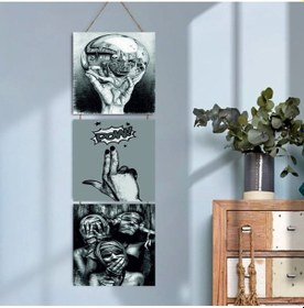 Resim Ahşap Katlanabilir 3lü Tablo - Tbl0044 