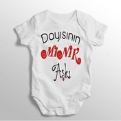Resim Tuğbababy Dayısının Minik Aşkı Yazılı Baskılı Bebek Zıbını Beyaz 