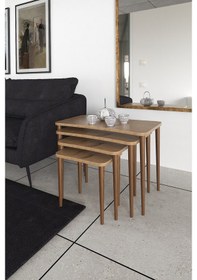 Resim Zuesse Dizayn Selena Zigon Sehpa Ahşap Ayaklı Ceviz Salonseti Sehpası 4 'Lü 