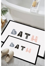 Resim Dijital Kaymaz Yıkanabilir Nordic İskandinav Modern Bathroom Bath Banyo Paspası Banyo Halısı Seti Krem 2 Li 60 Multi 