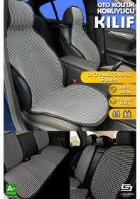 Resim S-dizayn Oto Koltuk Koruyucu Kılıf Set Çizgili Füme Beyaz Universal 2+3 Parça Ön Arka 