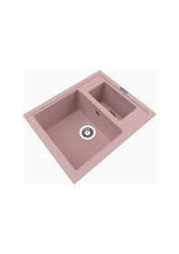 Resim Polex Cristalüx Granit Evye P-04 Pembe 1.5 Gözlü Tezgah Altı Ve Tezgah Üstü Kare Mutfak Evyesi 59.5x49 CM 