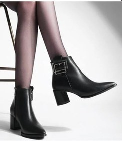 Resim Beyaz Park Moda Yan Toka Detaylı Topukulu Günlük Kadın Bot Siyah Siyah 