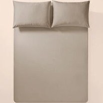 Resim %100 Pamuk Percale Lastikli Çarşaf 120x200 Cm Taş Rengi - Pure Serisi 