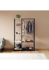 Resim Çok Amaçlı Metal Ayaklı Raflı Dolap Ayakkabılık Beyaz 1371 
