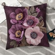 Resim 1 adet 2D Düz Baskı Yastık Kılıfı 45.72x45.72 cm Gerçek Nakışsız, Mor Çiçekli Sentetik Taşlı Yastık Kılıfı, Kısa Pelüş Dekoratif Atma Yastığı - Çiftlik Evi, Ofis, Ev, Yatak Odası için Rahat Okuma Köşesi 