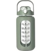 Resim Oein 2024 Yeni 946ML/1656ML/1892ML Silikon Saman Kılıf ve Zaman Markalı Cam Şişe Ev Ofisi Gym Cam Suyu Bottlecacity32OZ 9.4X9.4X25CMYeşil (Yurt Dışından) 